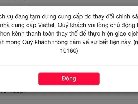 Gián đoạn khi thanh toán Viettel trên các ví điện tử